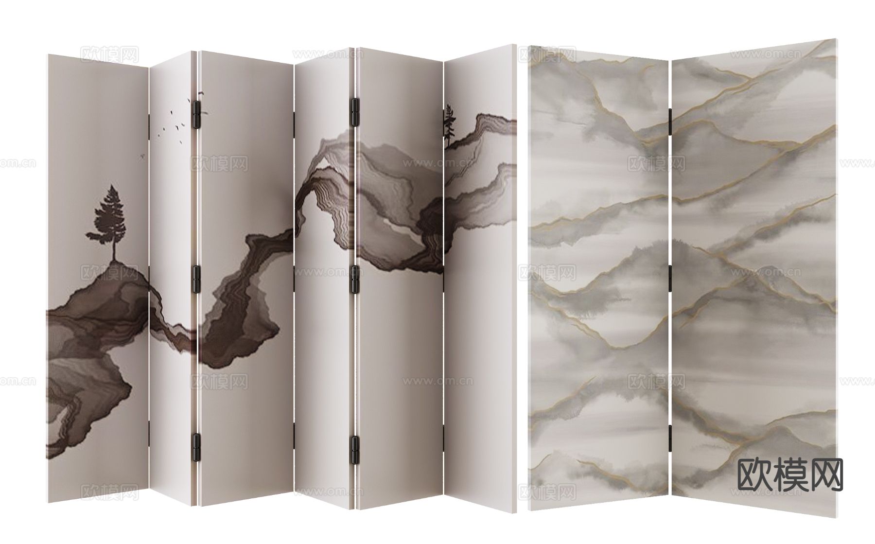 新中式屏风su模型下载（渲染图2）