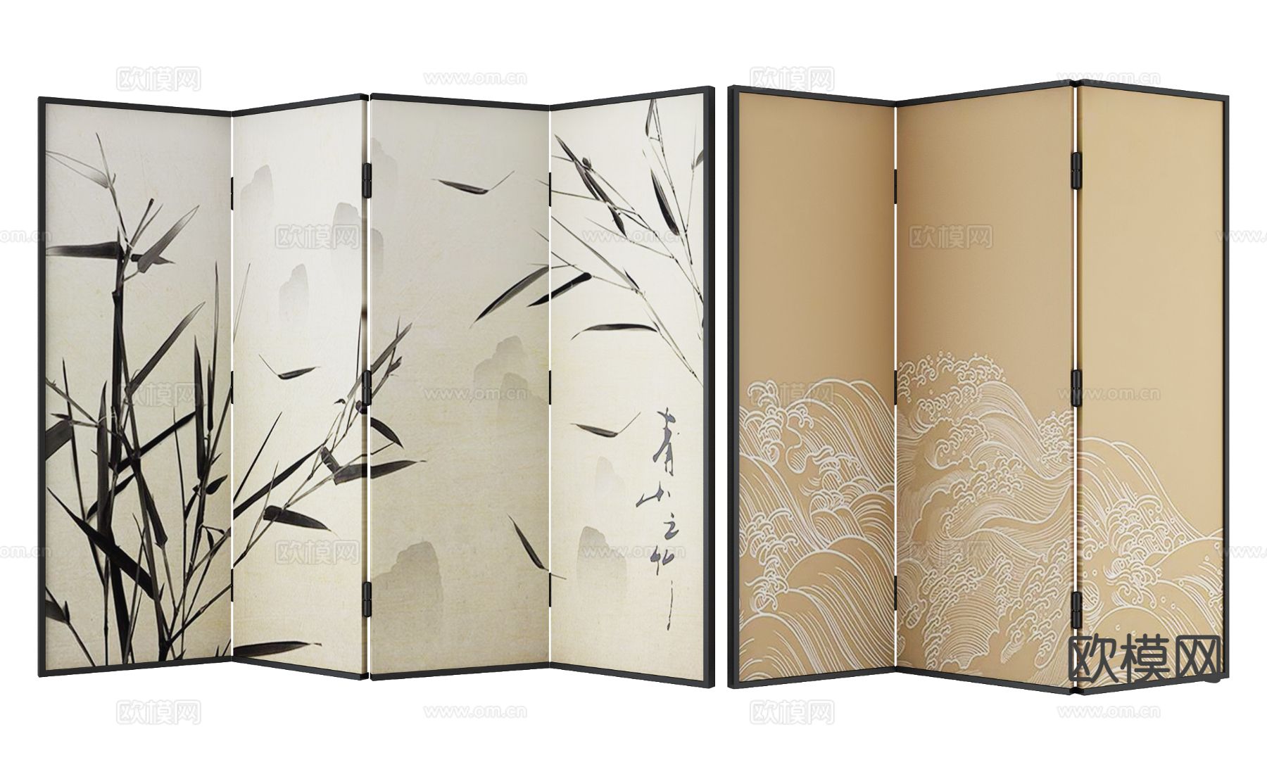 新中式屏风su模型下载（渲染图2）