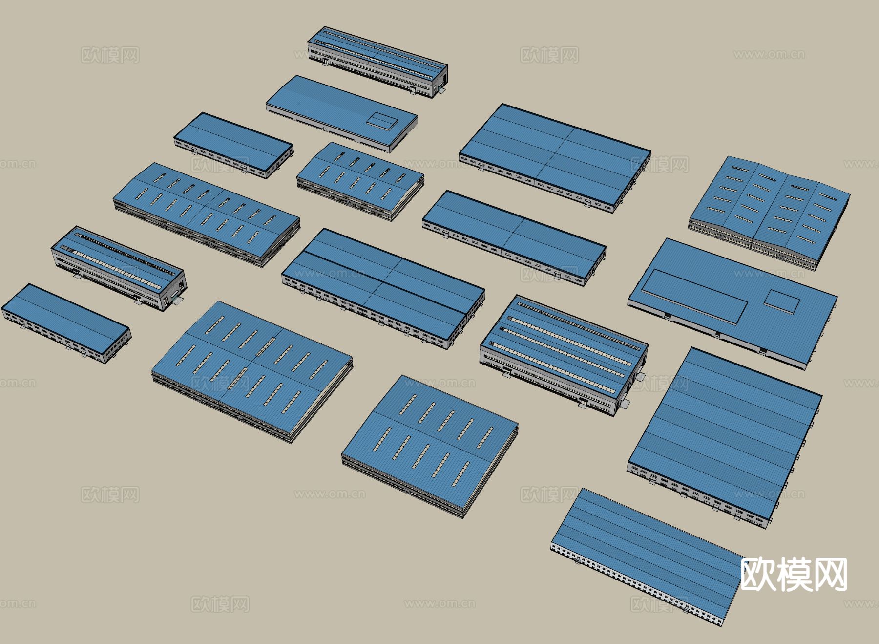 厂房建筑 钢结构厂房su模型