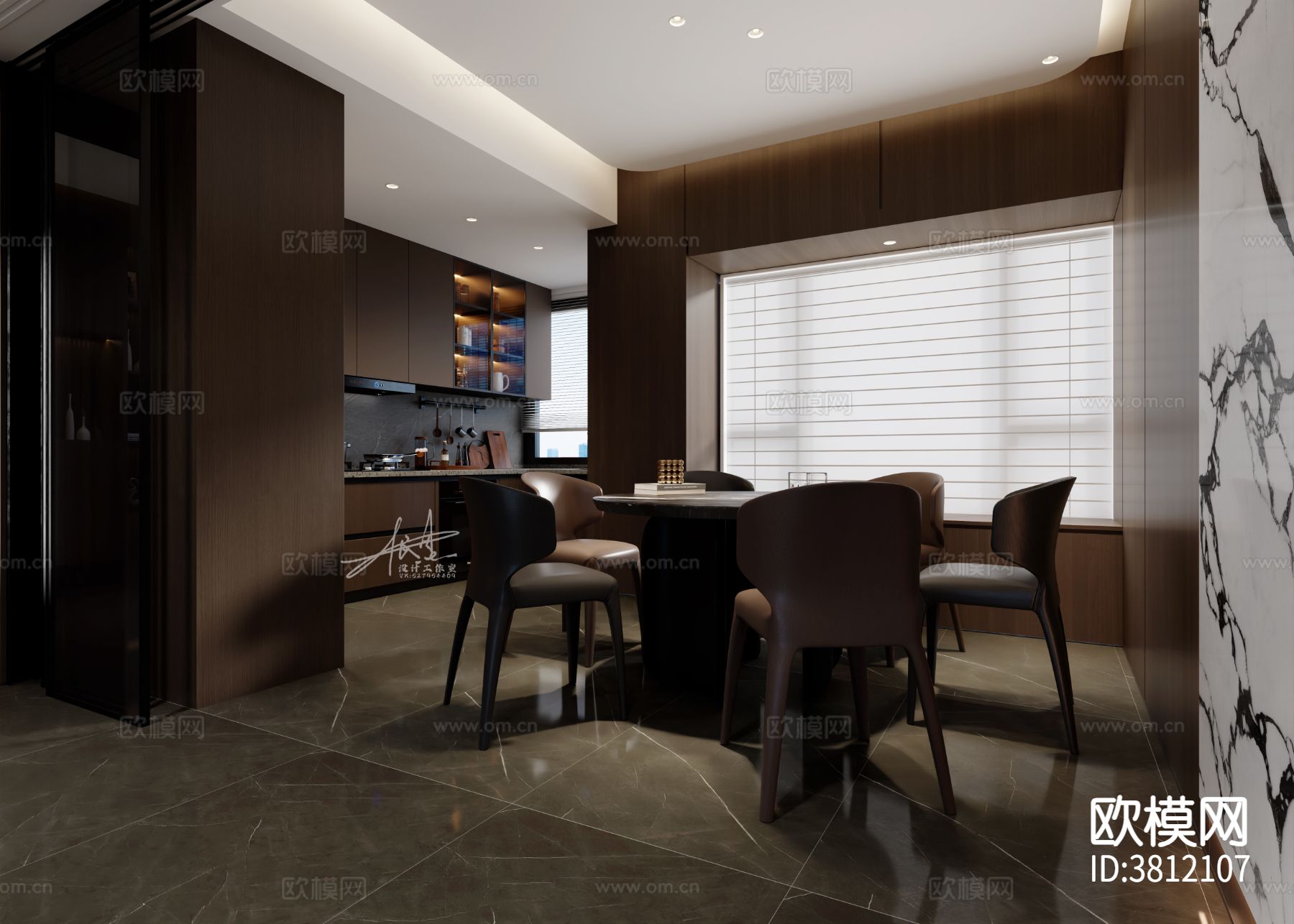 意式轻奢客餐厅效果图下载（渲染图2）