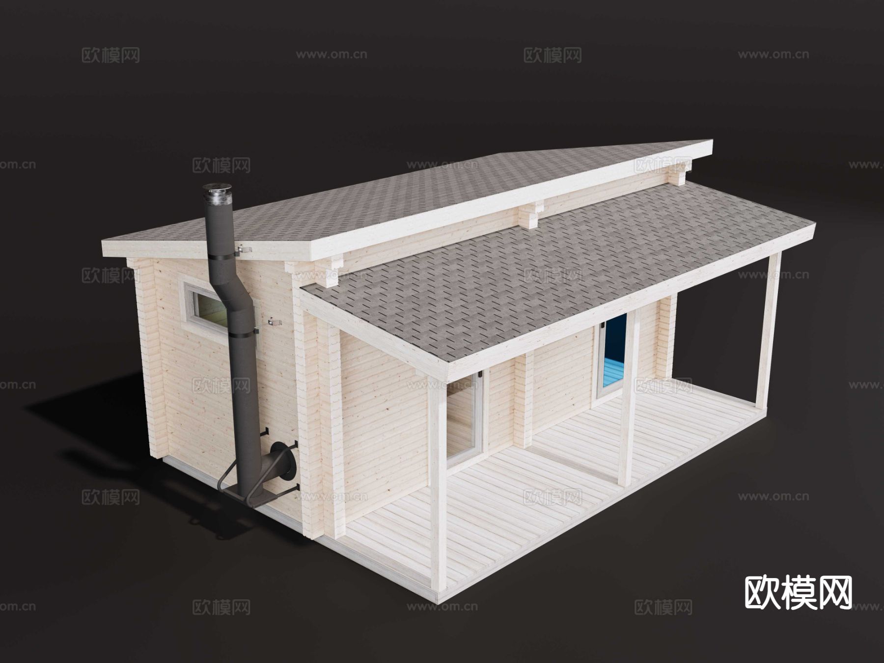 现代移动木屋 桑拿房su模型