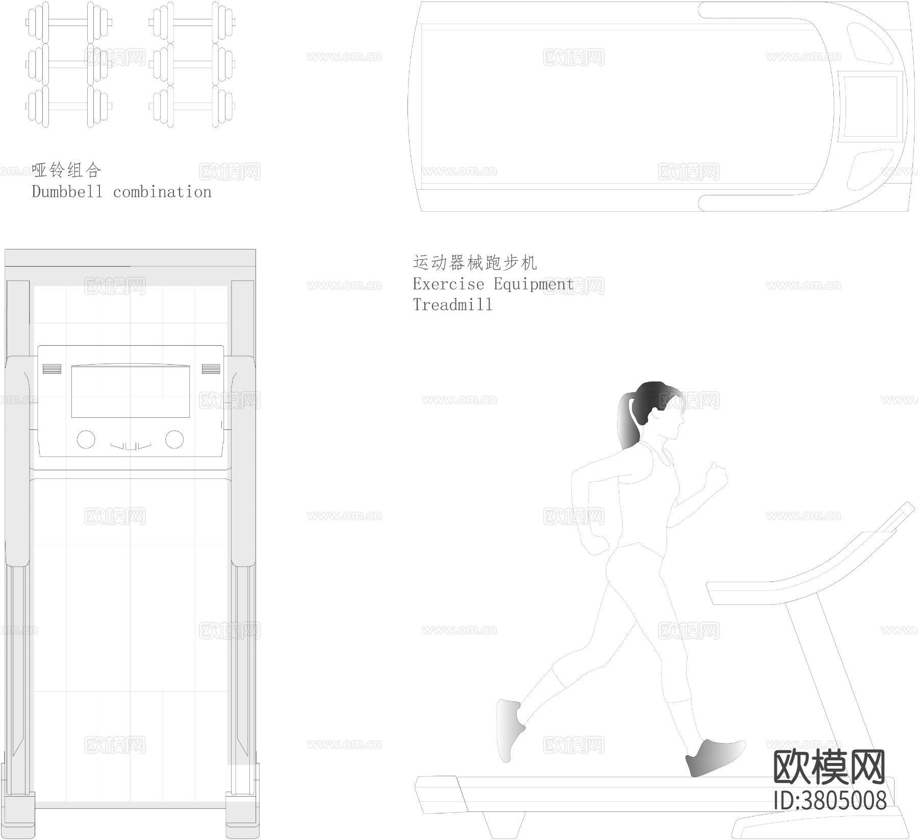 健身房跑步机CAD施工图