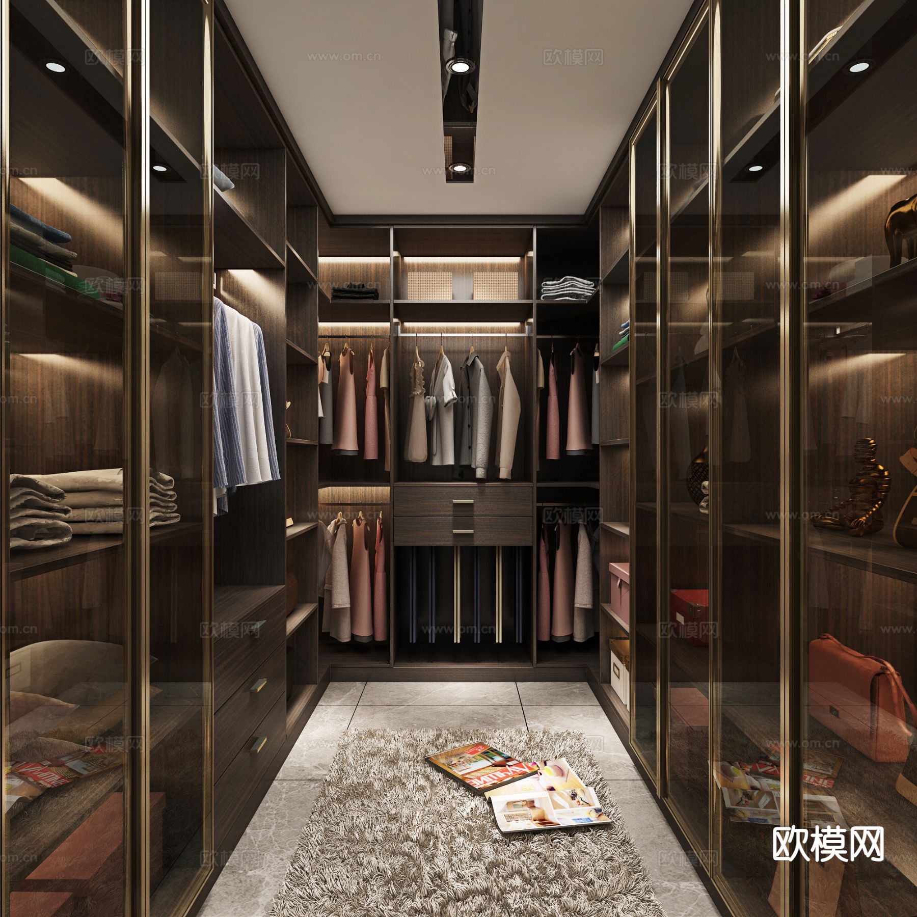 轻奢衣帽间3d模型下载