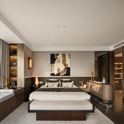 羽果设计中古风卧室 主卧