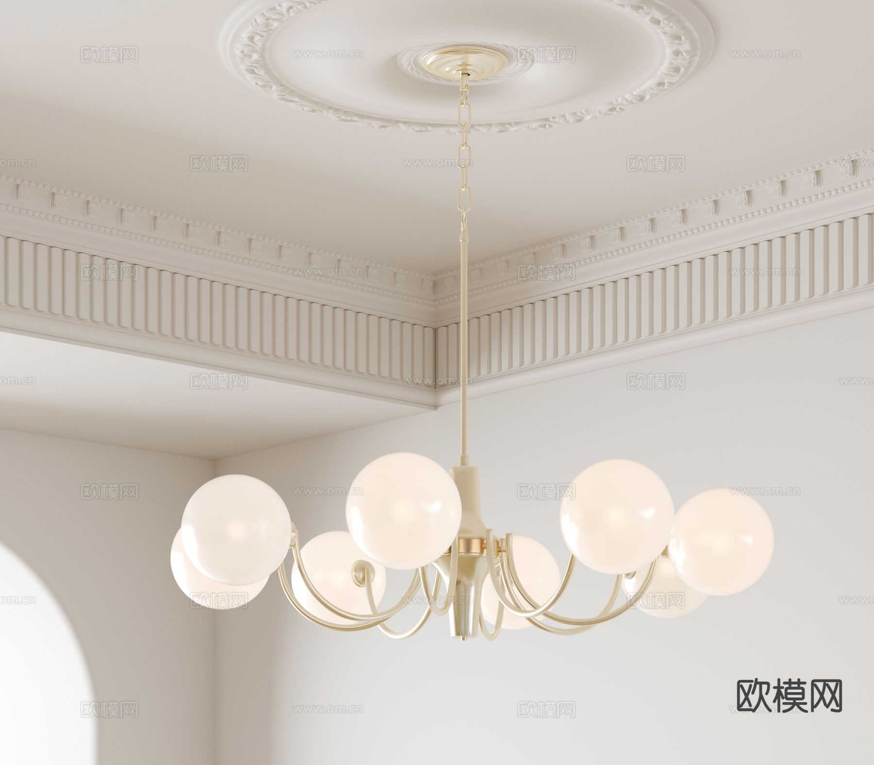 法式吊灯 多头吊灯3d模型下载