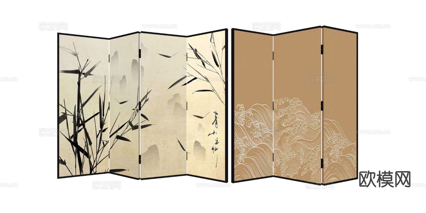 新中式屏风su模型下载（渲染图1）