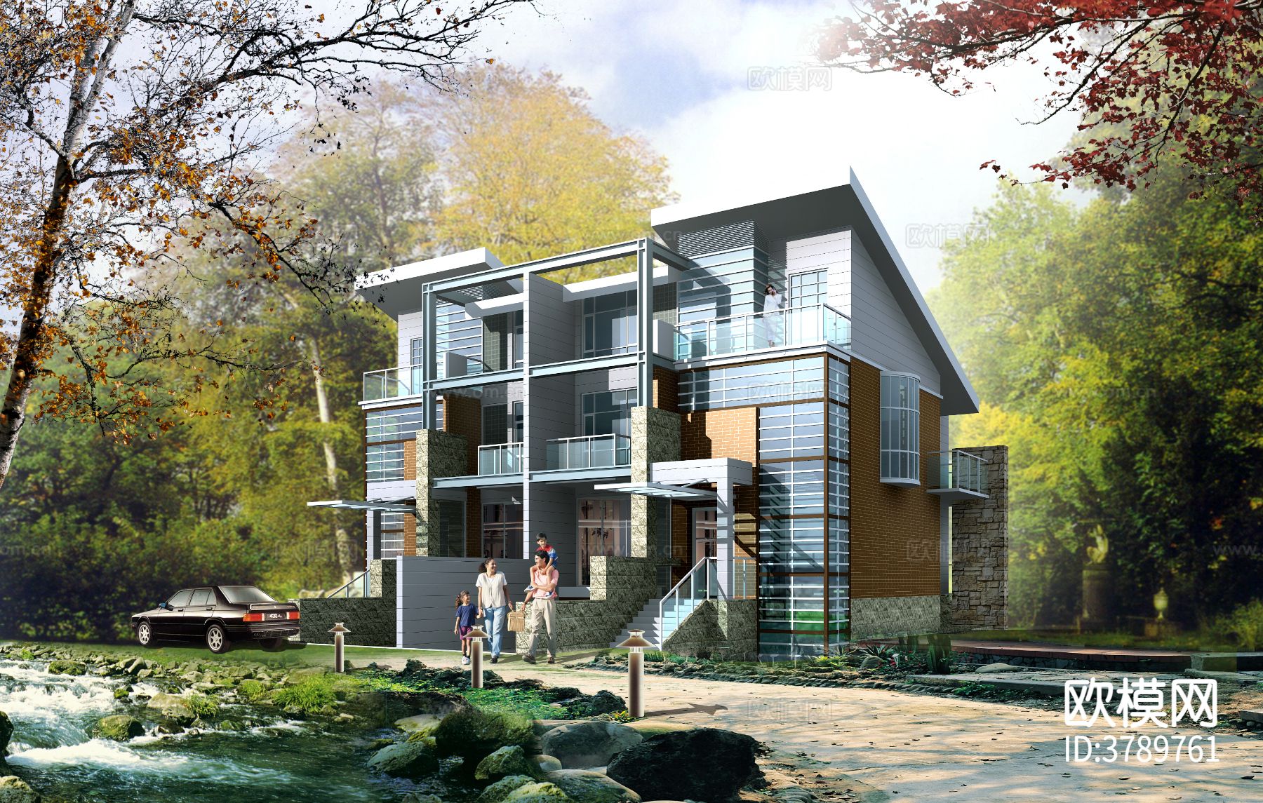 檀香山 别墅外观效果图下载（渲染图1）