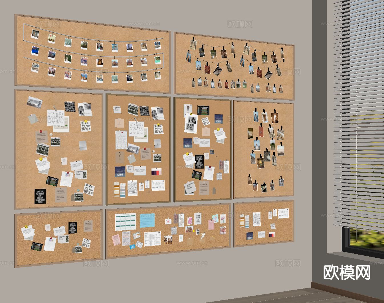 照片墙 留言板 便签墙su模型