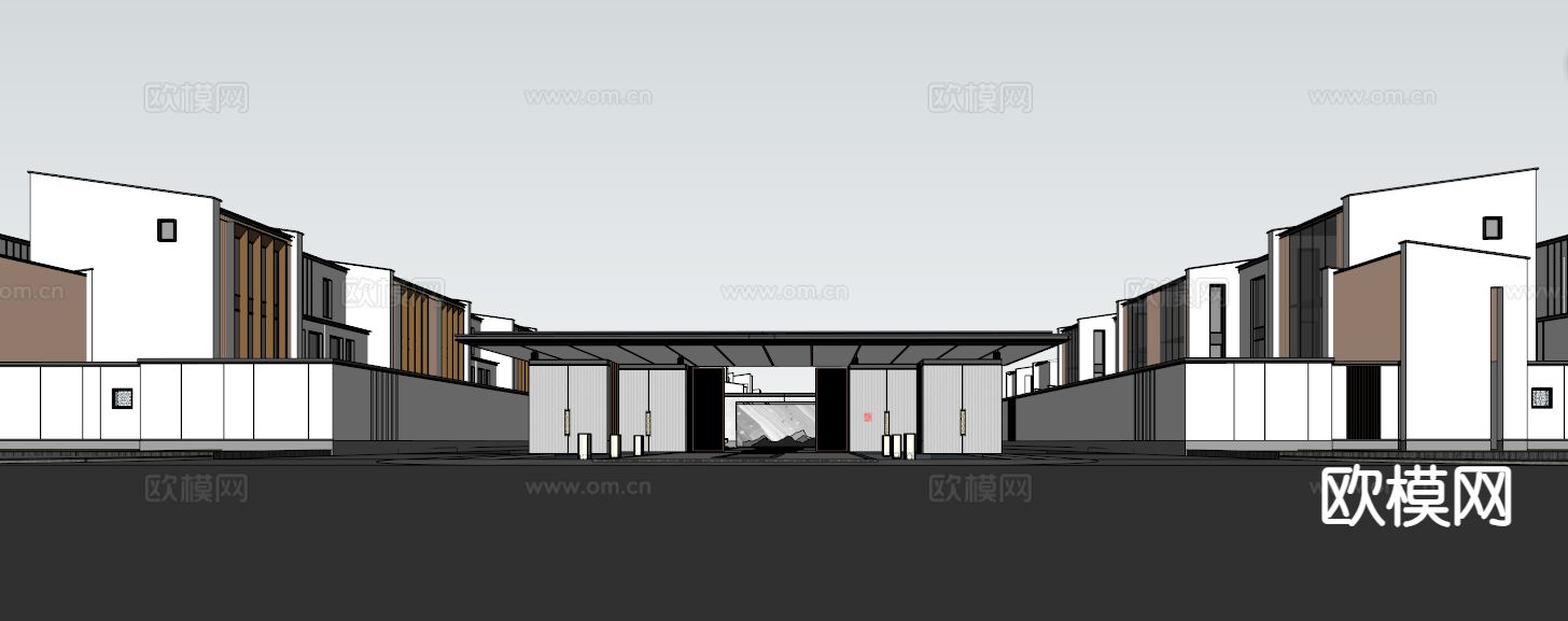 新中式古建 四合院su模型