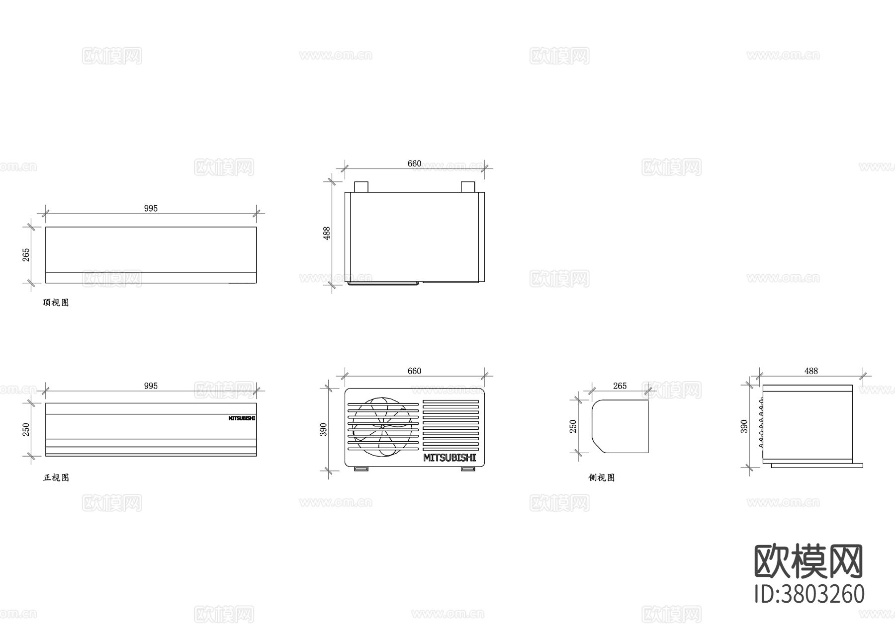 三菱空调挂机CAD图块