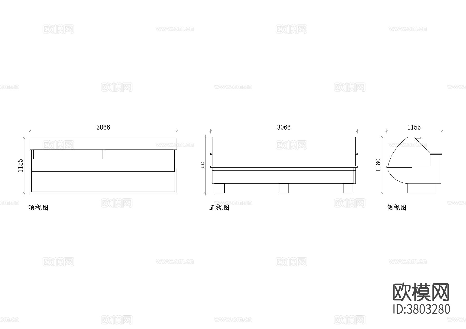 展示柜CAD三视图