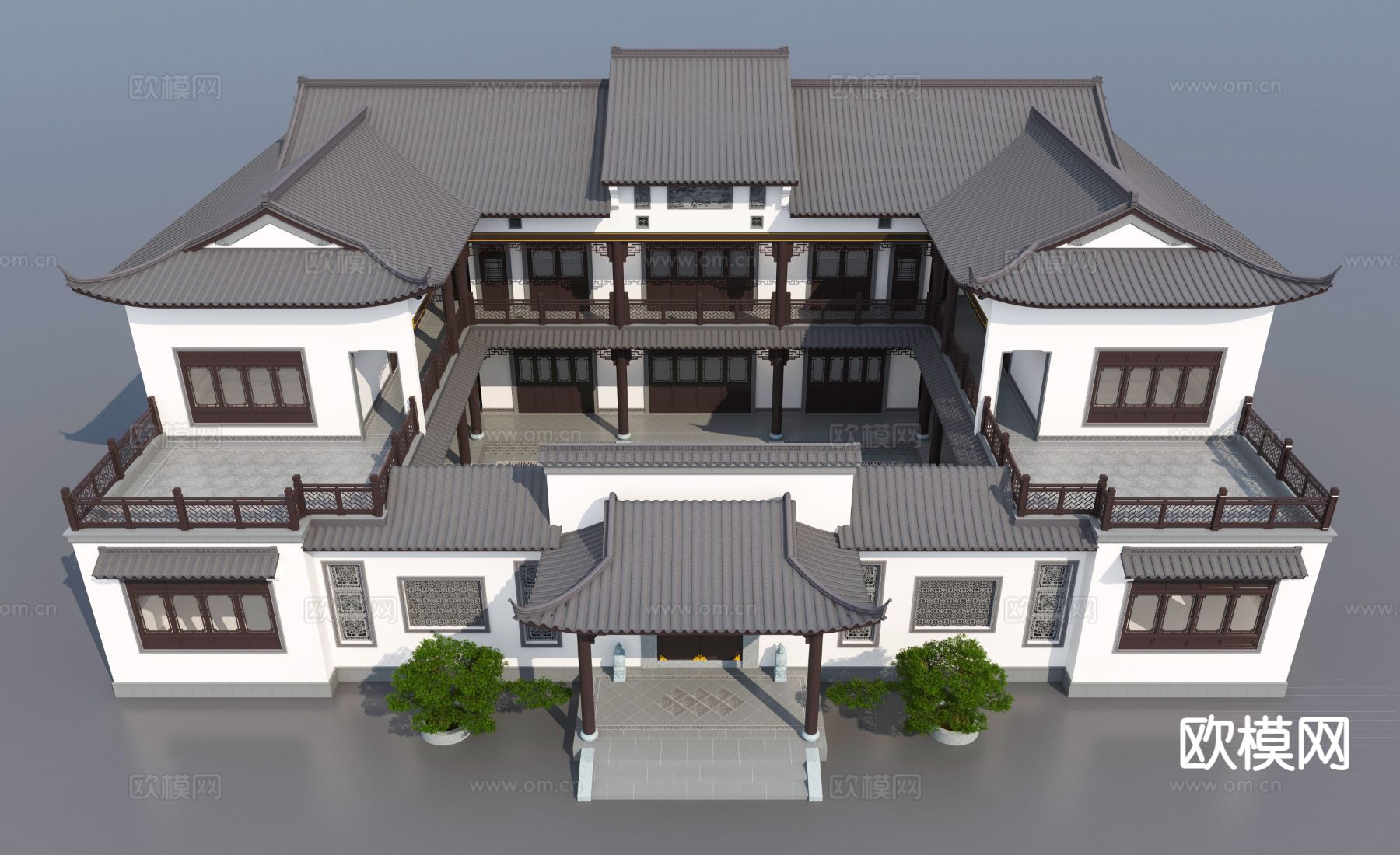 中式四合院 三合院3d模型