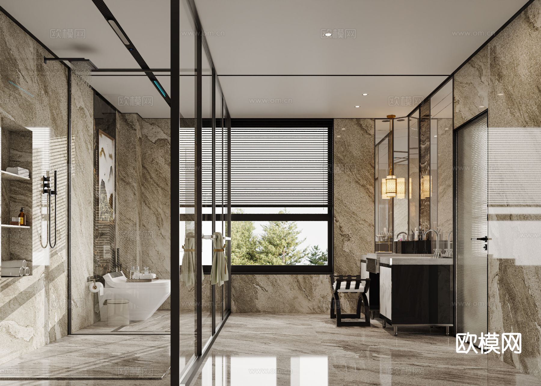 轻奢卫生间 浴室3d模型下载