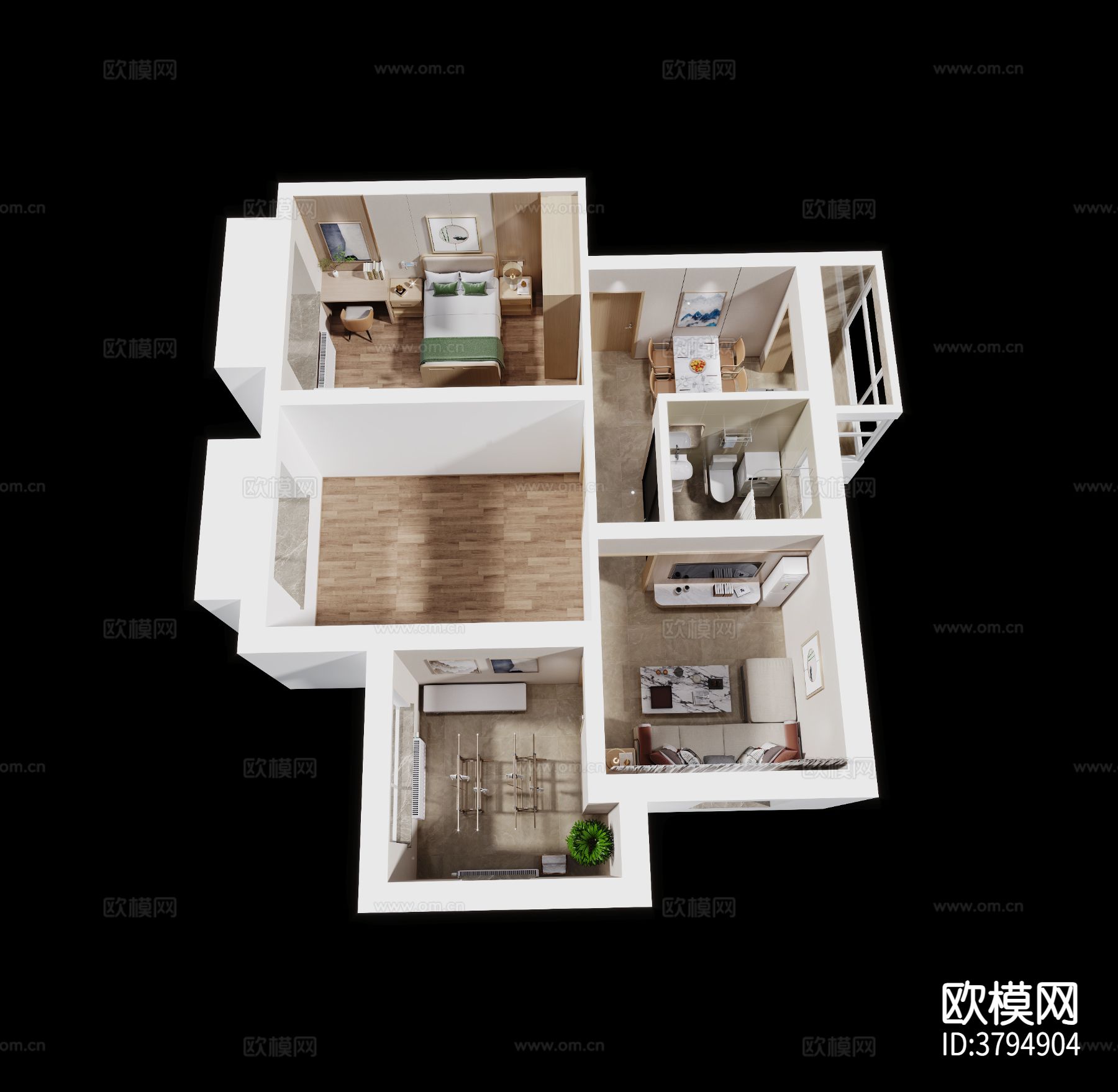 老年公寓鸟瞰效果图下载（渲染图1）