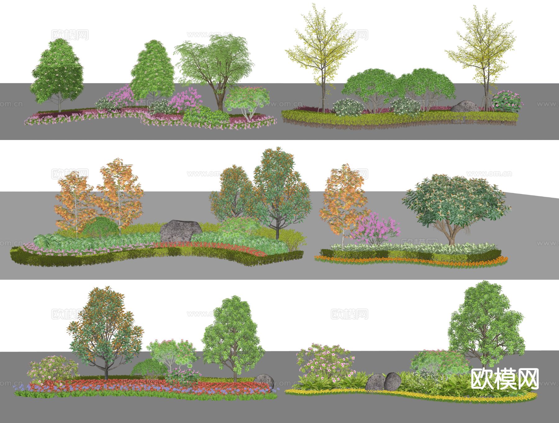 造型灌木 花境植物 组团绿植su模型