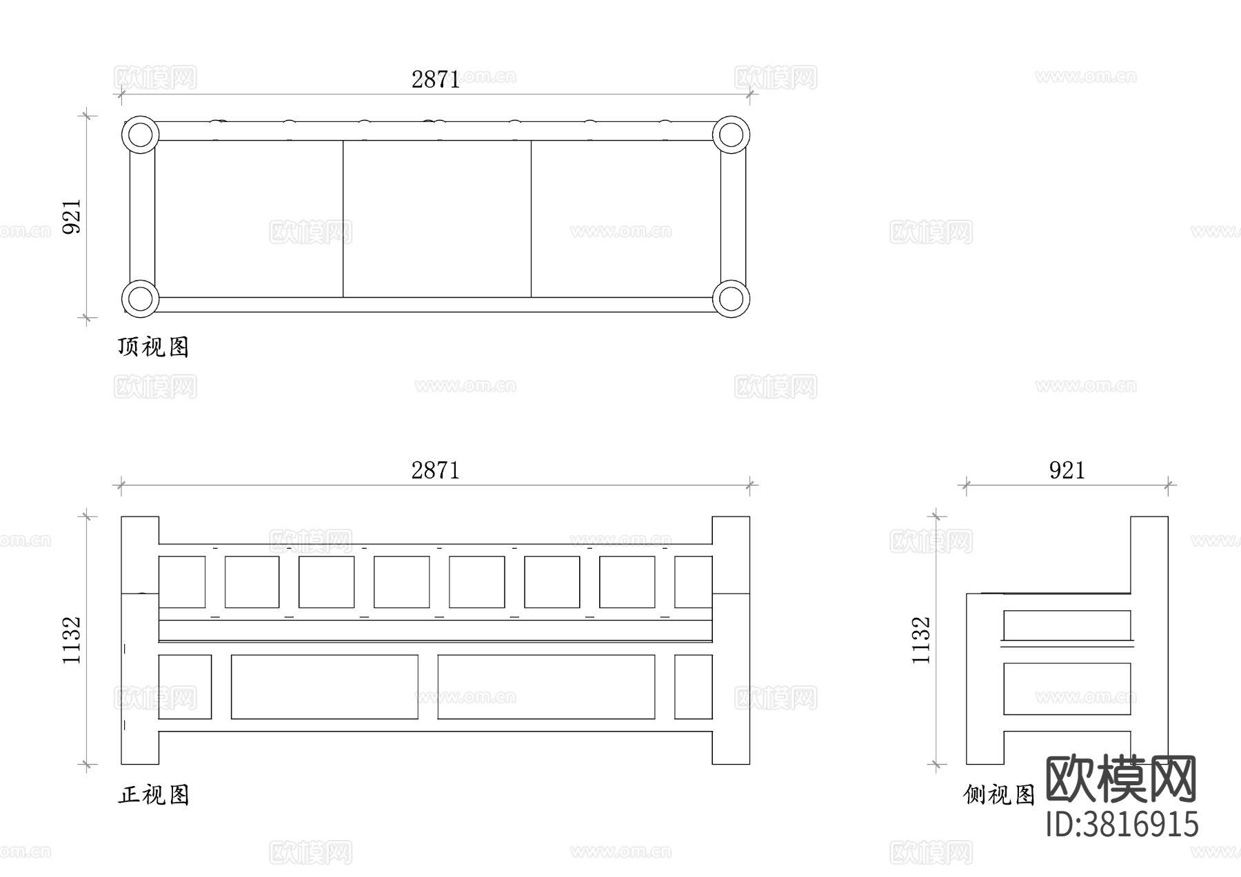 竹家具沙发平面图 竹家具沙发结构图