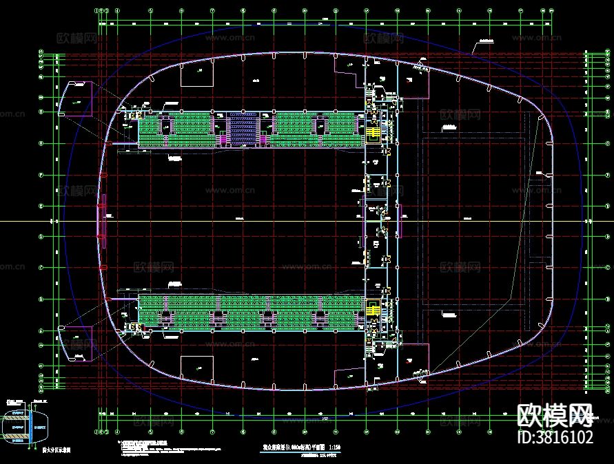 全国冬运会冰球馆建筑cad施工图