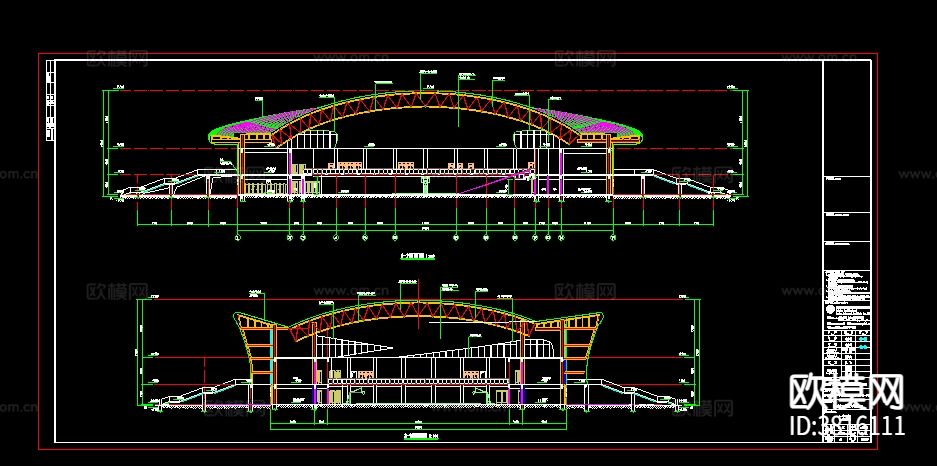 体育文化馆建筑cad施工图