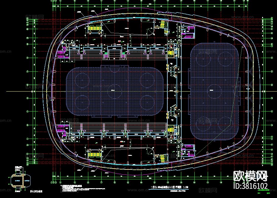 全国冬运会冰球馆建筑cad施工图