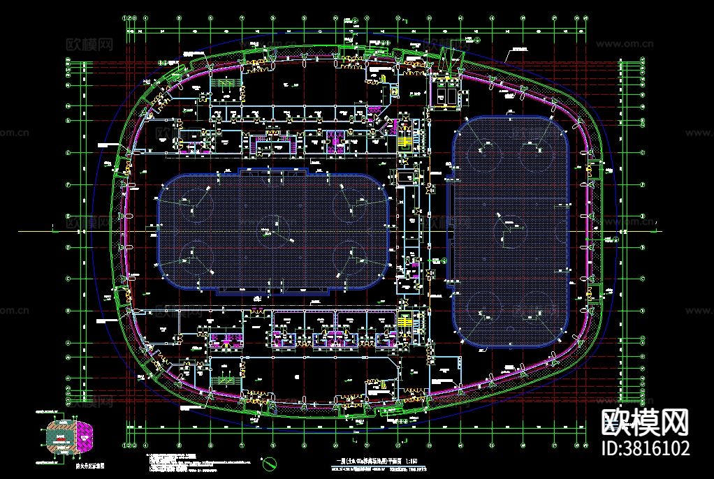 全国冬运会冰球馆建筑cad施工图