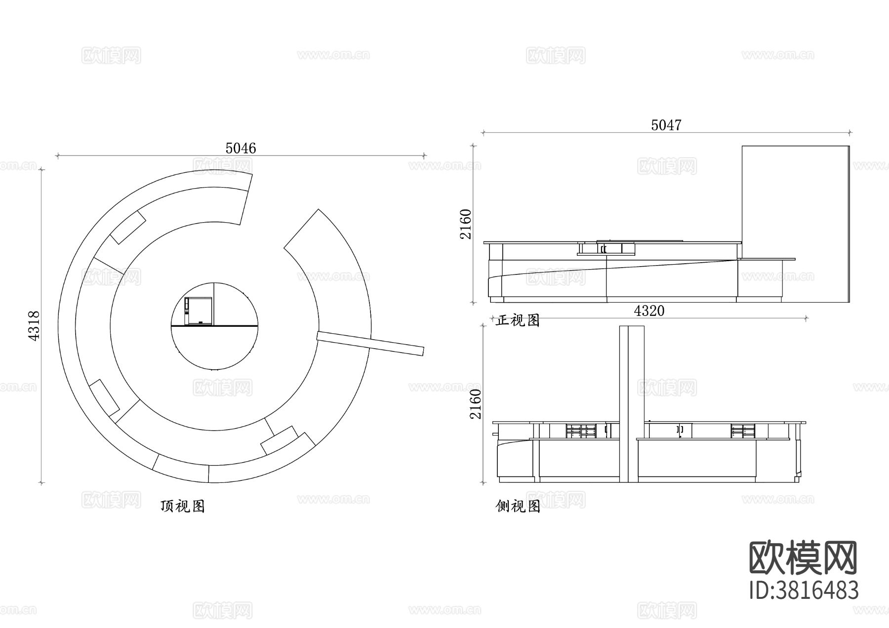 圆形护士站平面图 护士站结构图