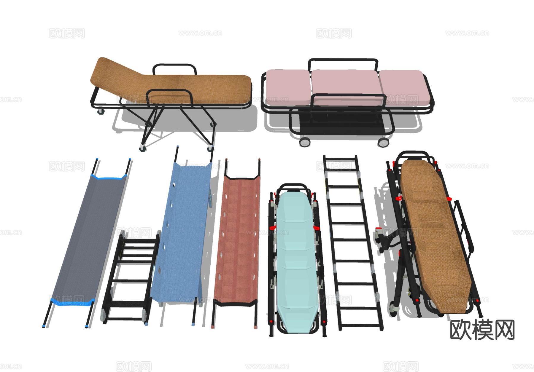 折叠救援担架 便携式抬架su模型下载（渲染图1）