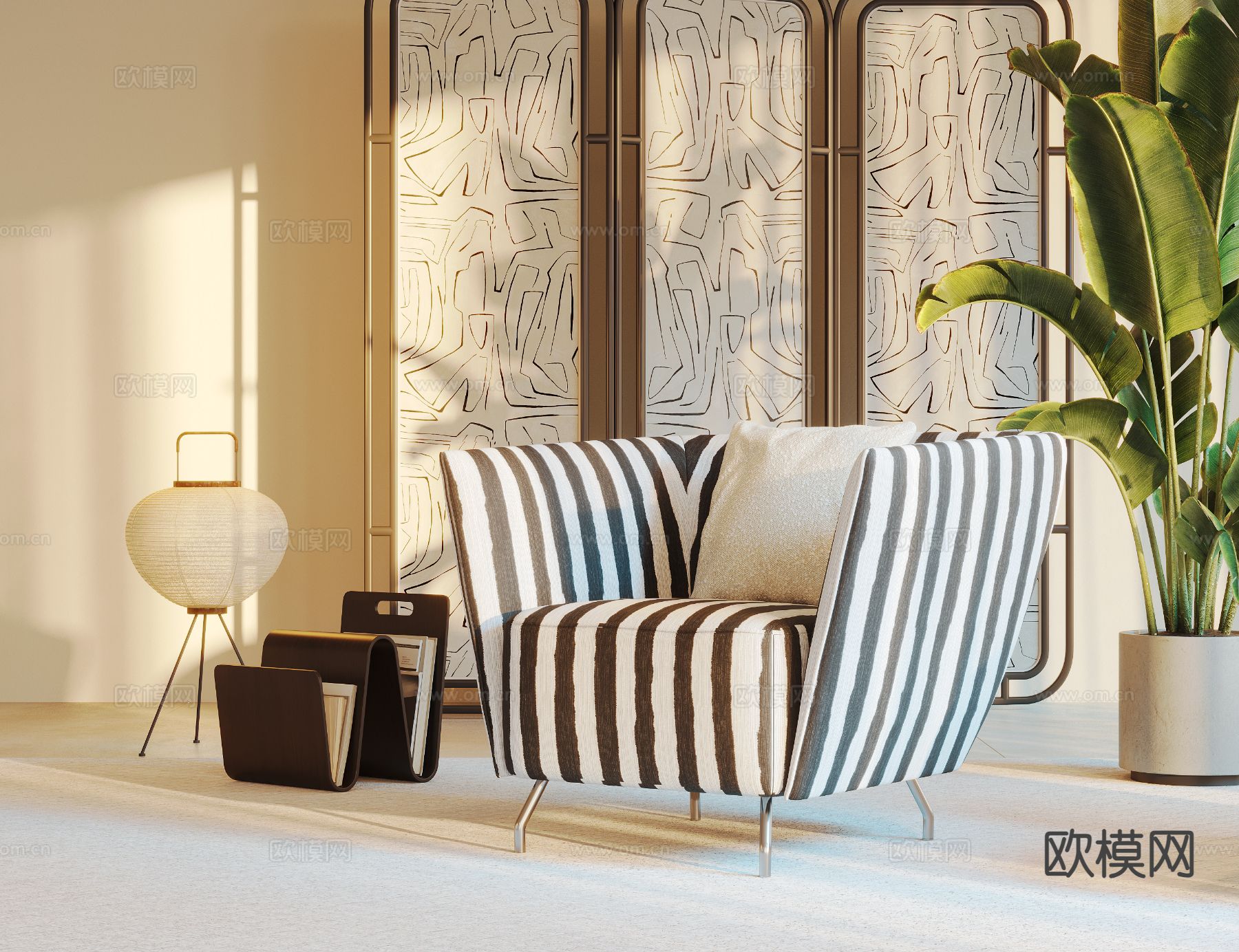 现代单人沙发3d模型下载