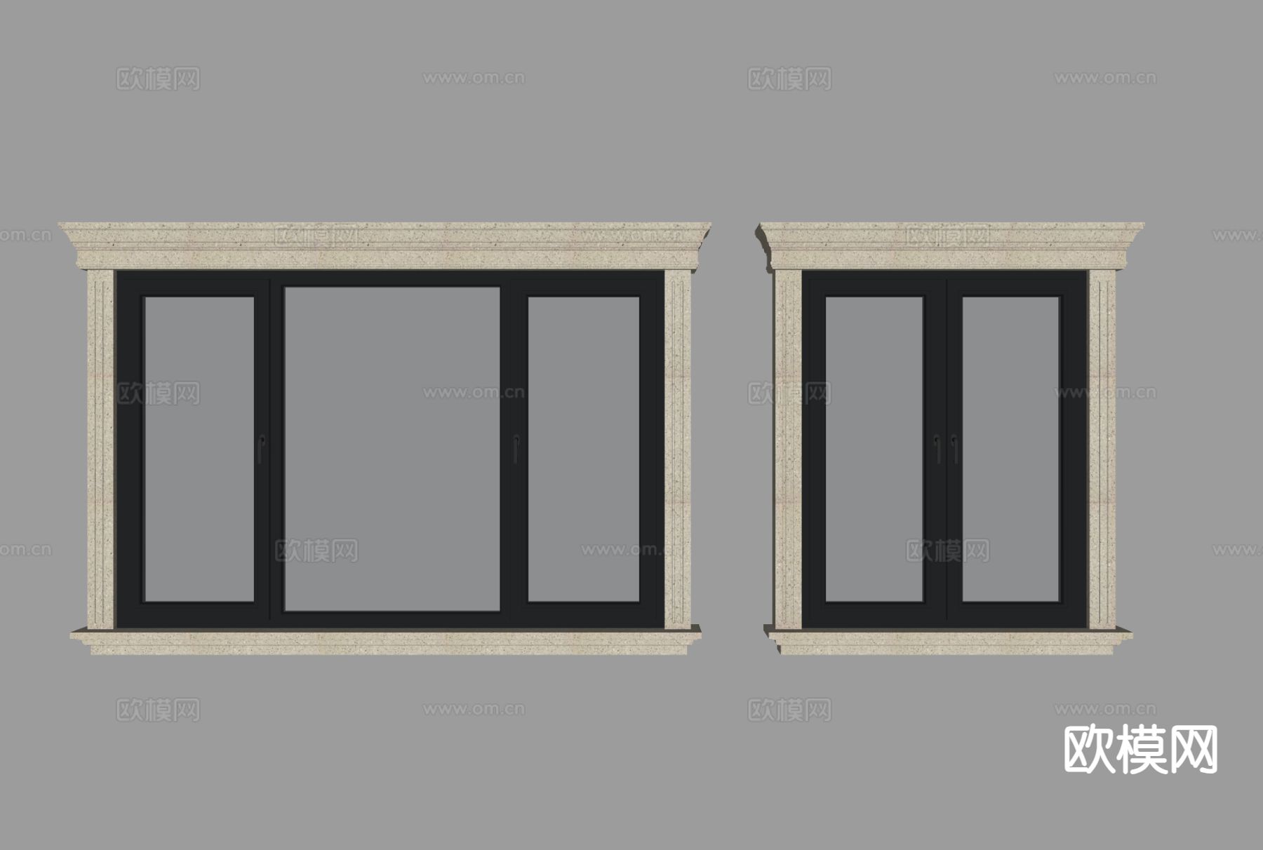 简欧窗户 平开窗 单开窗su模型