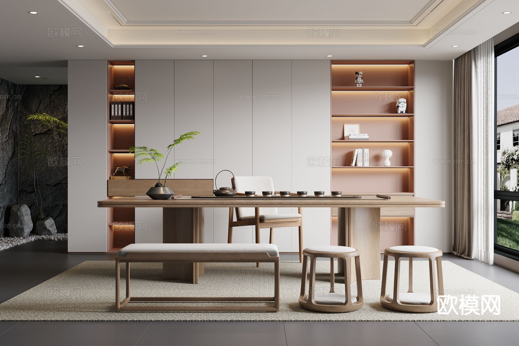 现代茶室3d模型下载