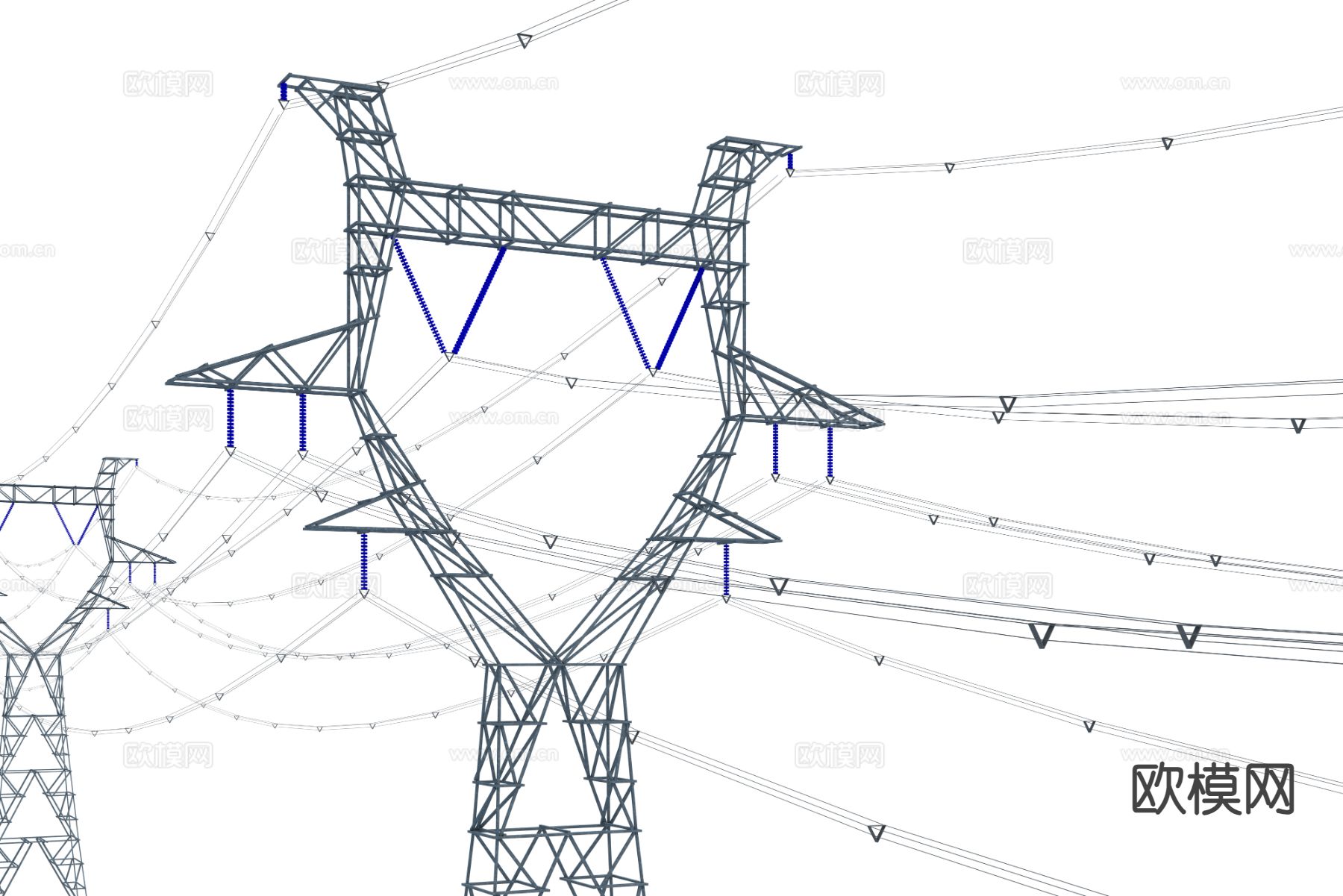 高压线 高压电塔 电厂设备3d模型