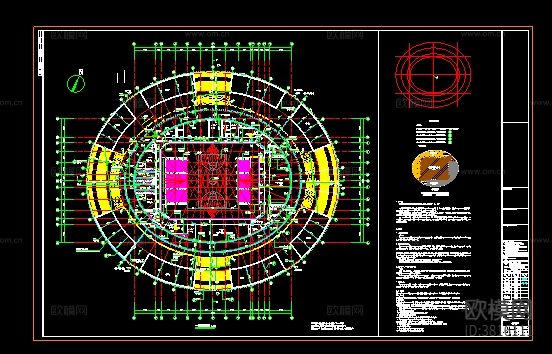 体育文化馆建筑cad施工图