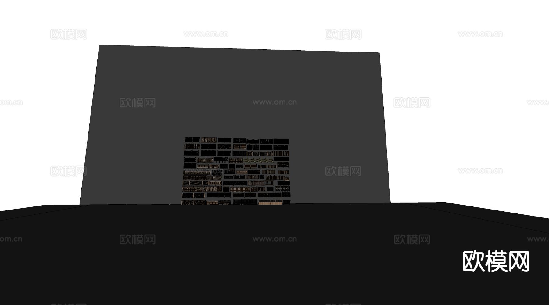 新中式栅栏 实木栏杆 竹篱笆墙su模型