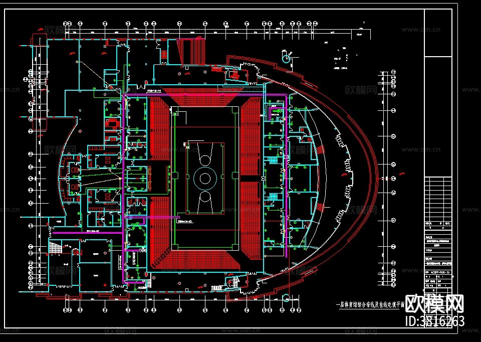 某市体育中心体育馆游泳馆cad弱电图