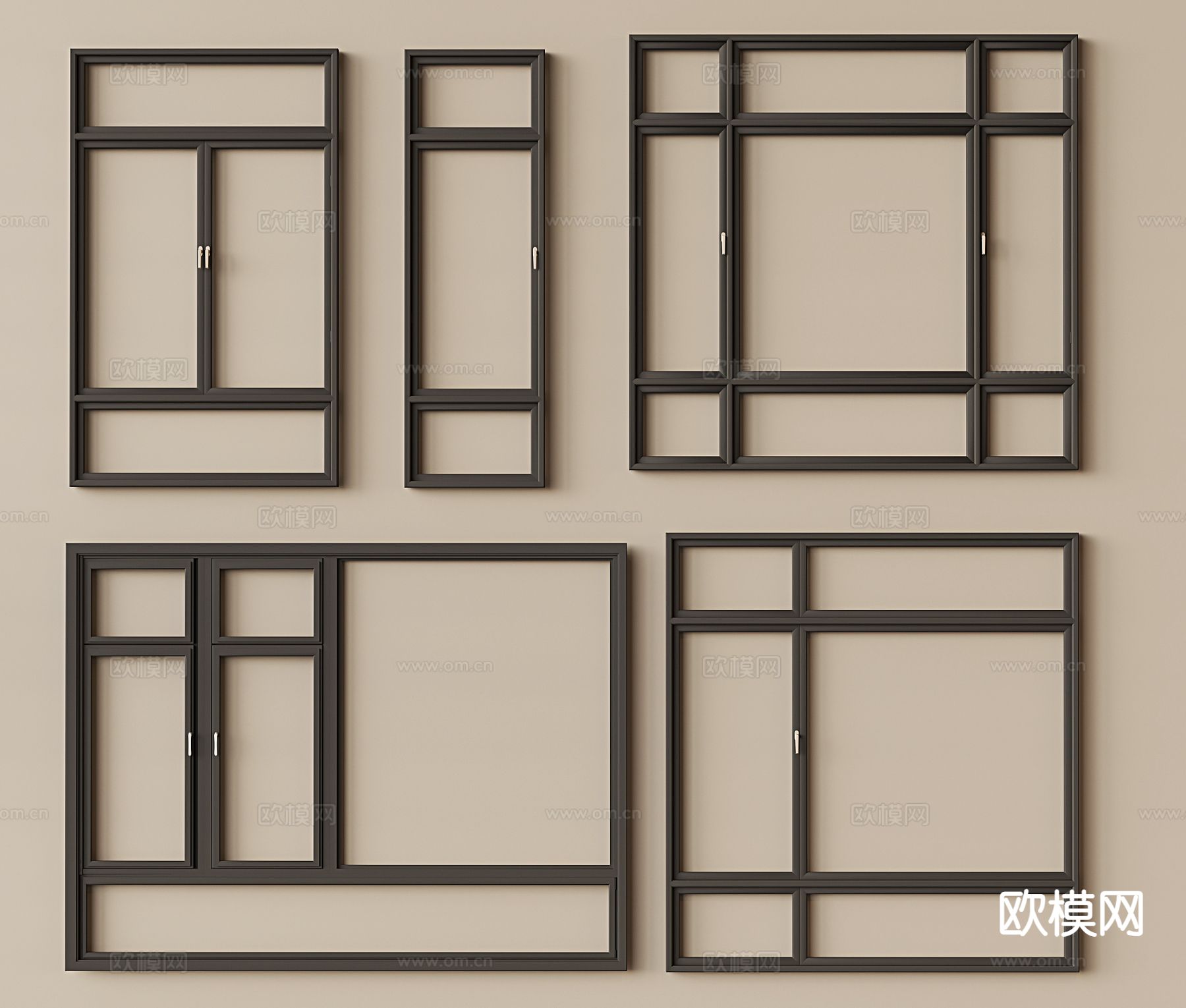 现代窗户 平开窗 断桥铝单开窗3d模型