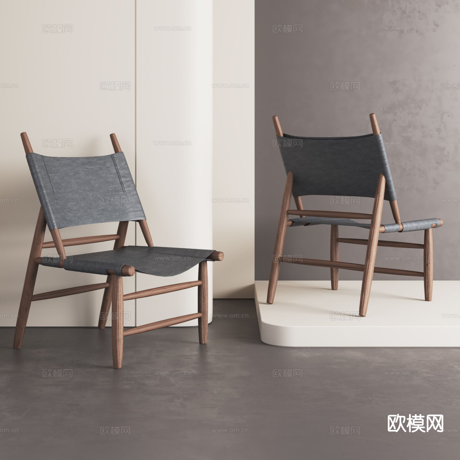 中古风休闲椅su模型下载（渲染图2）