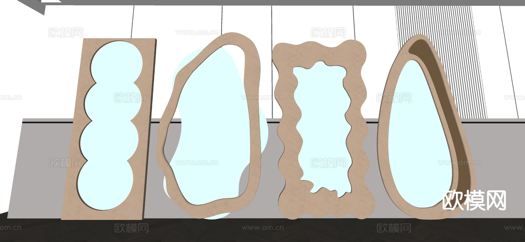 异形镜子 落地镜 全身镜su模型
