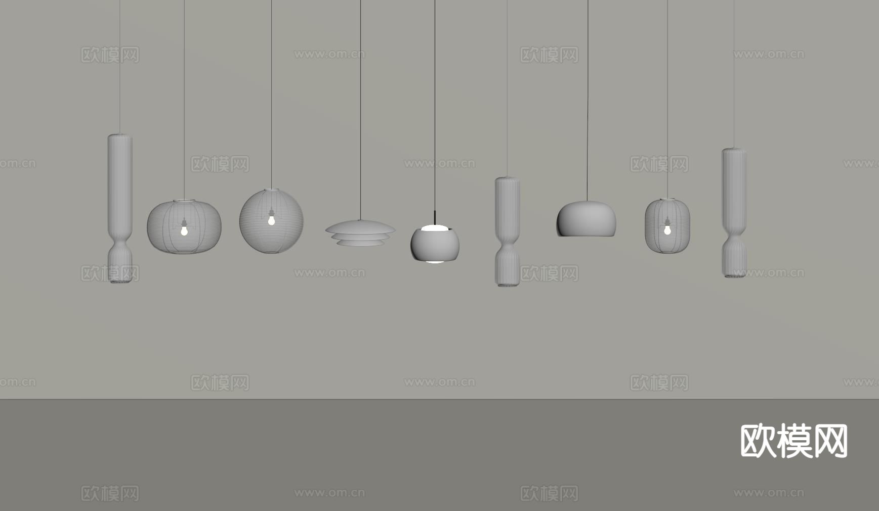 现代吊灯su模型下载（渲染图1）
