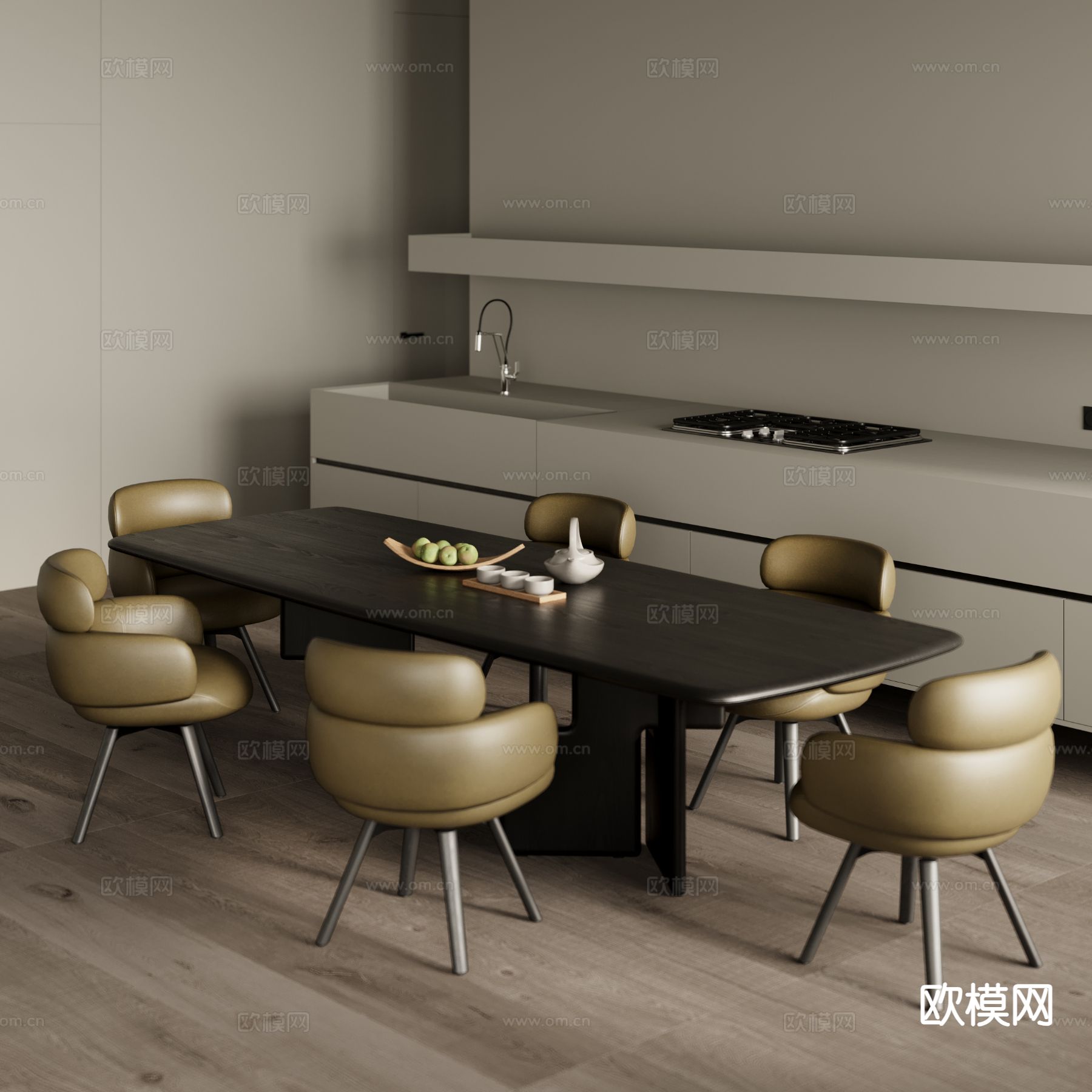 minotti 餐桌椅3d模型