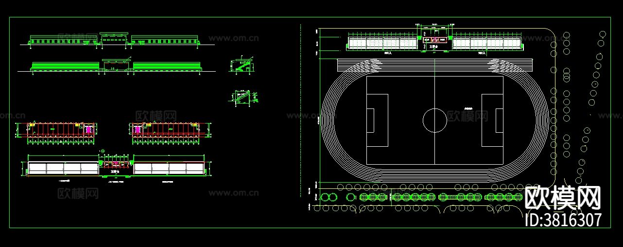 学校操场看台cad施工图