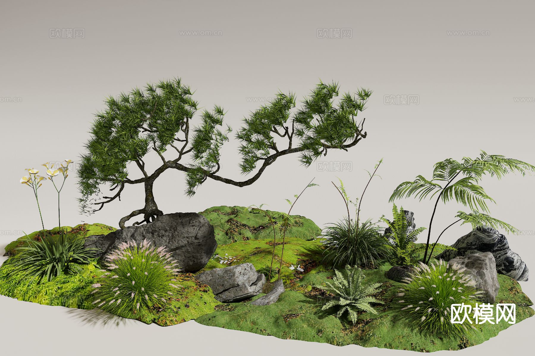 庭院小品 室内景观 植物堆3d模型