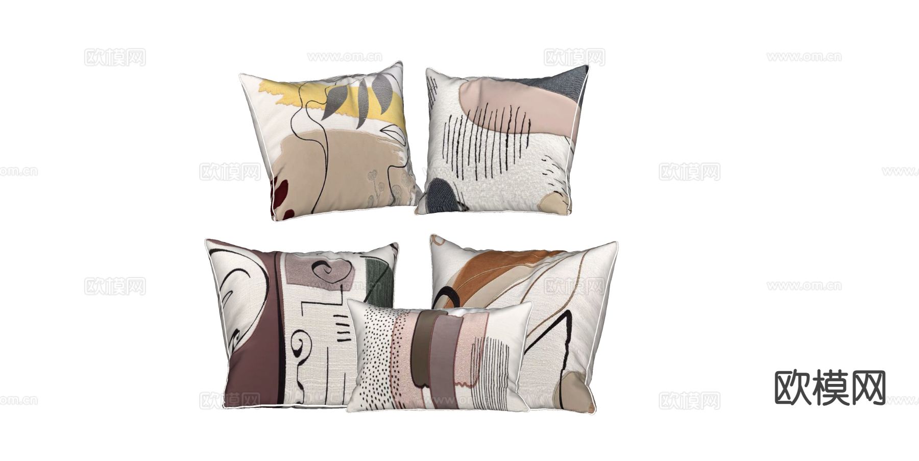 现代靠枕 抱枕su模型下载（渲染图1）