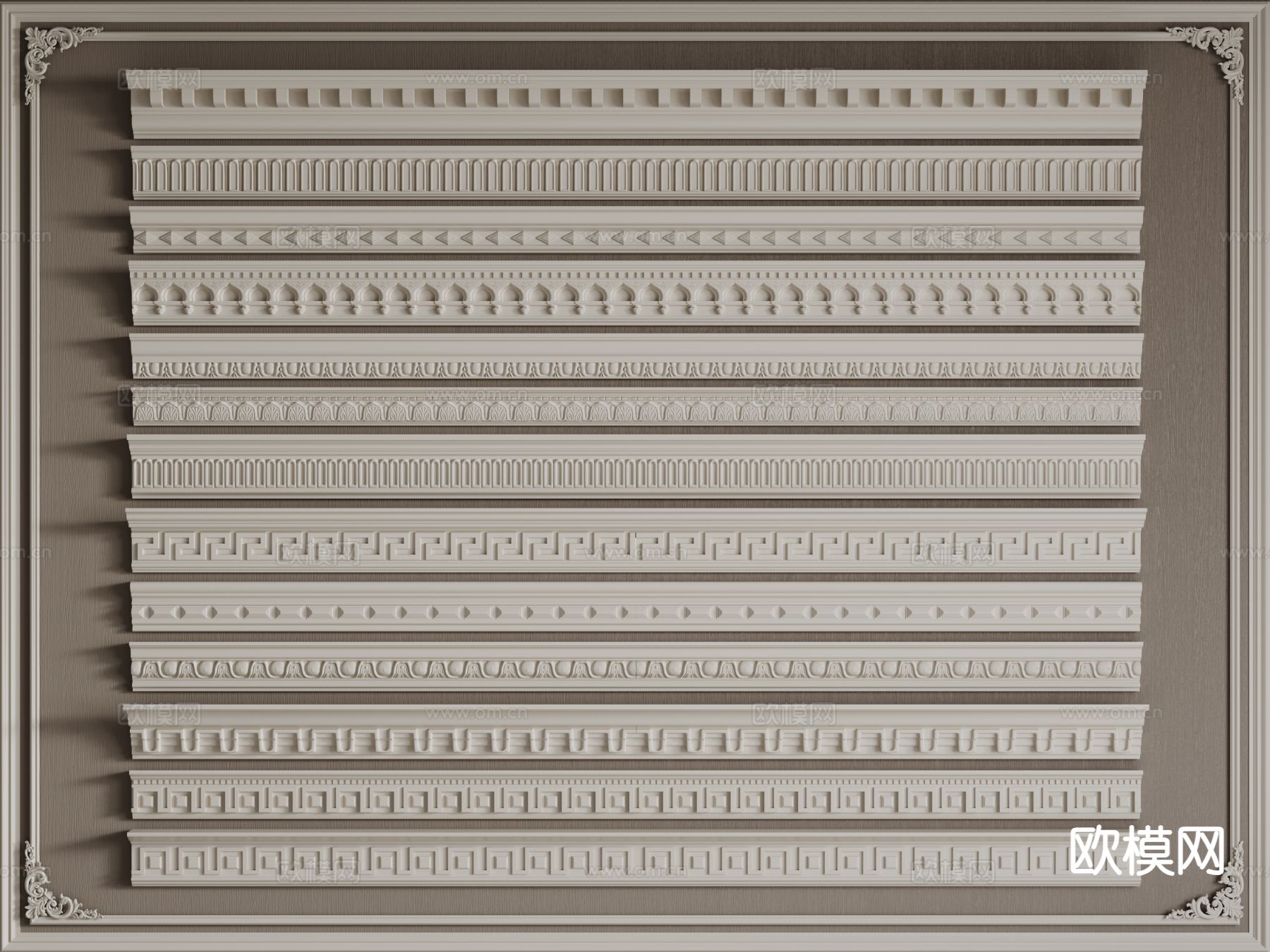法式线条 石膏线 线条 角线3d模型下载
