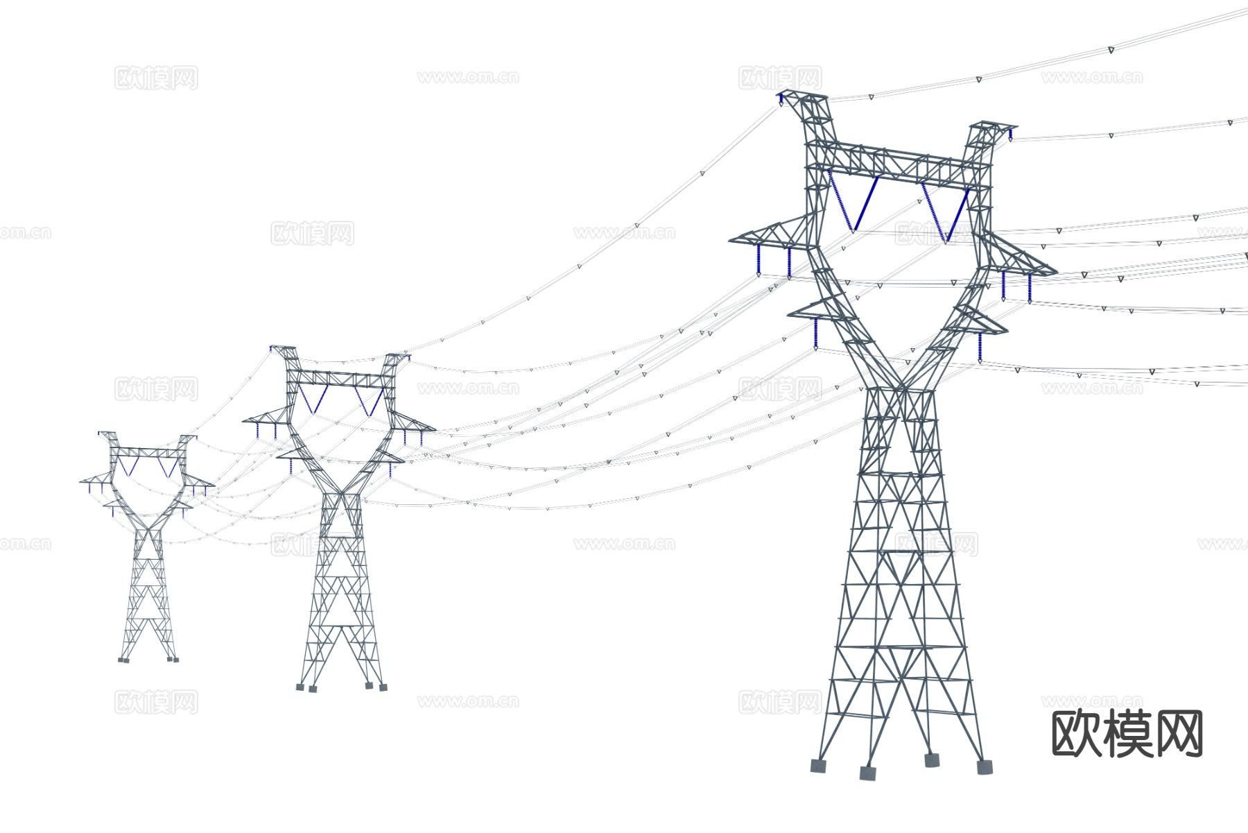 高压线 高压电塔 电厂设备3d模型