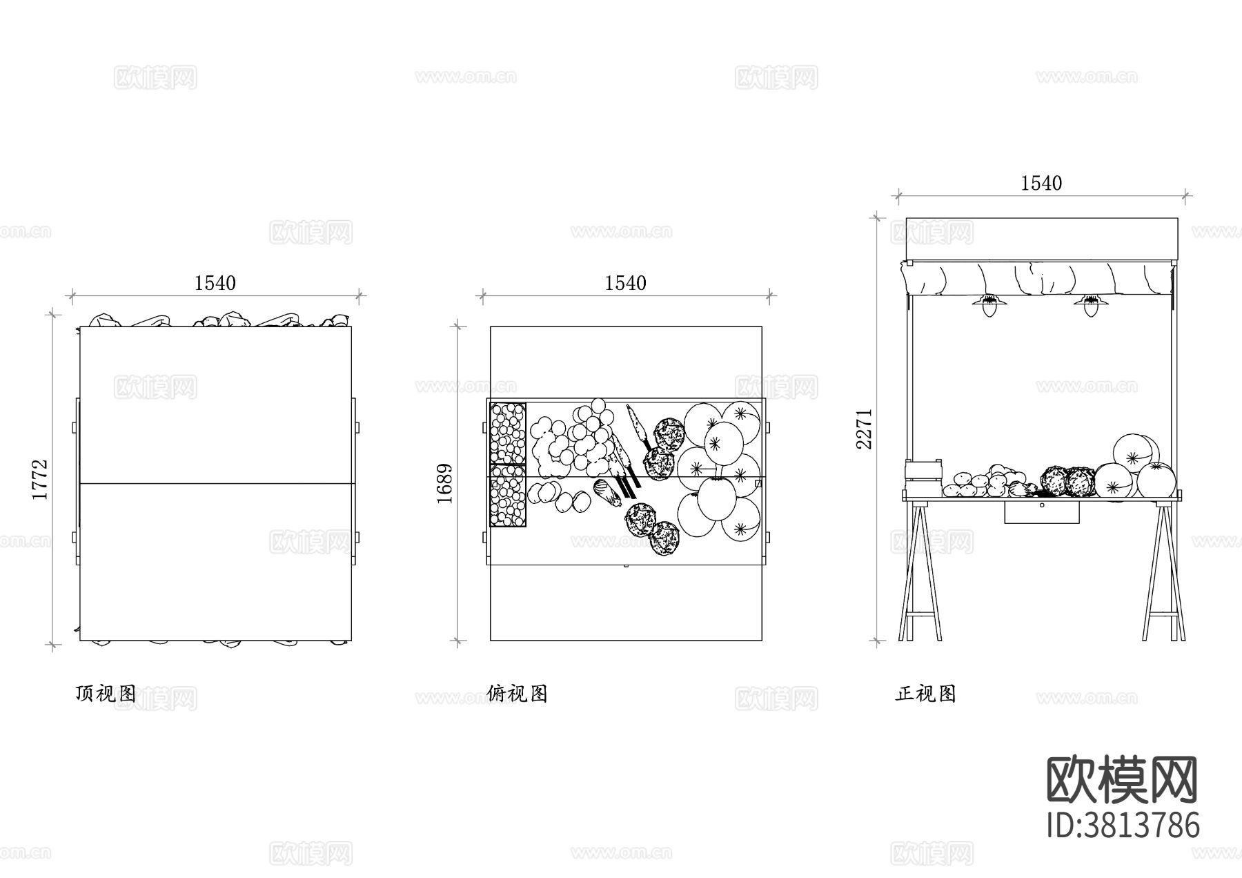 集市摊位平面图 摊位结构图