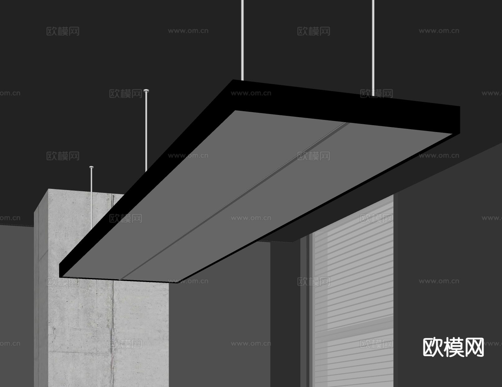 现代吊灯 长条吊灯 办公吊灯su模型