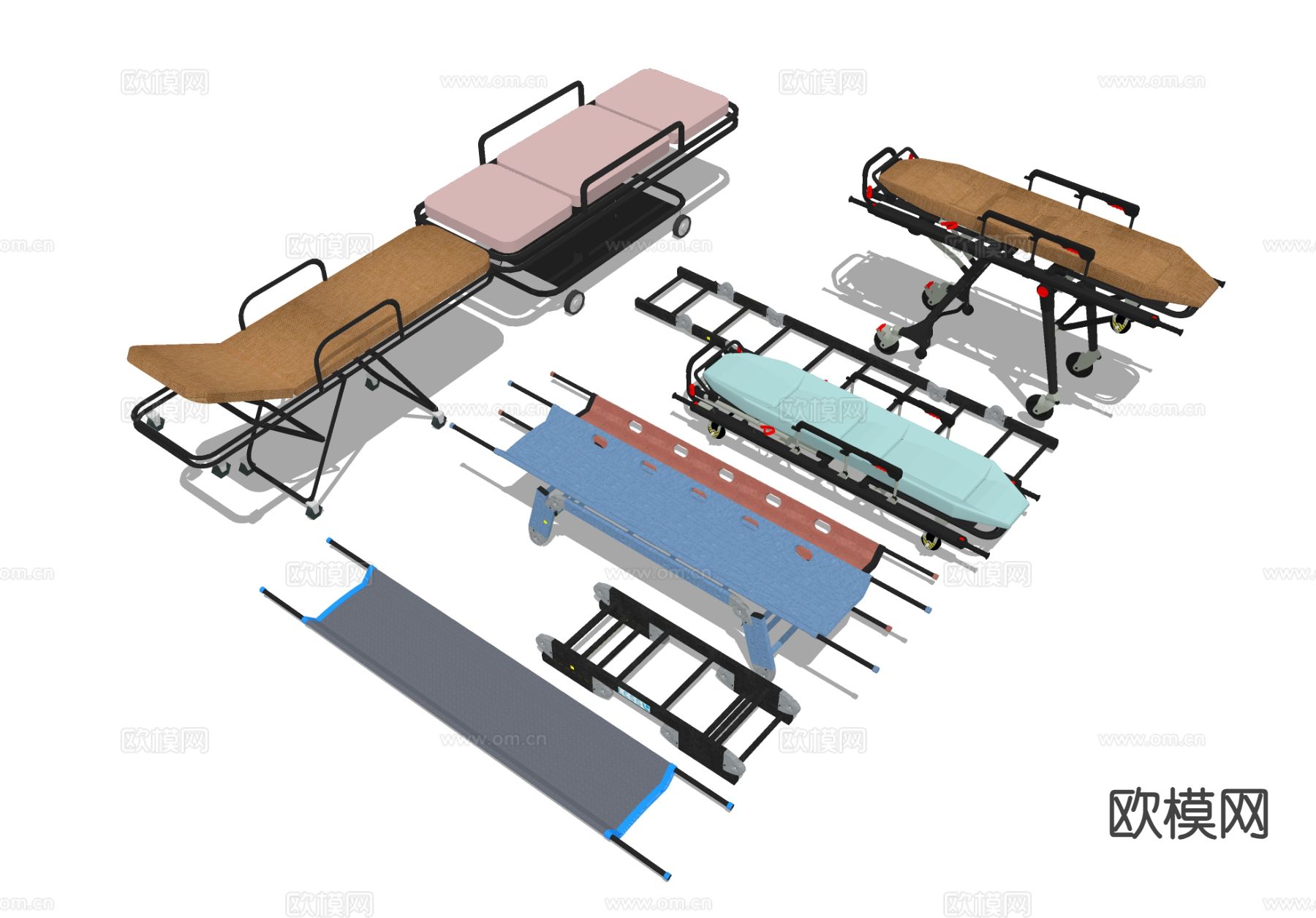 折叠救援担架 便携式抬架su模型下载（渲染图2）
