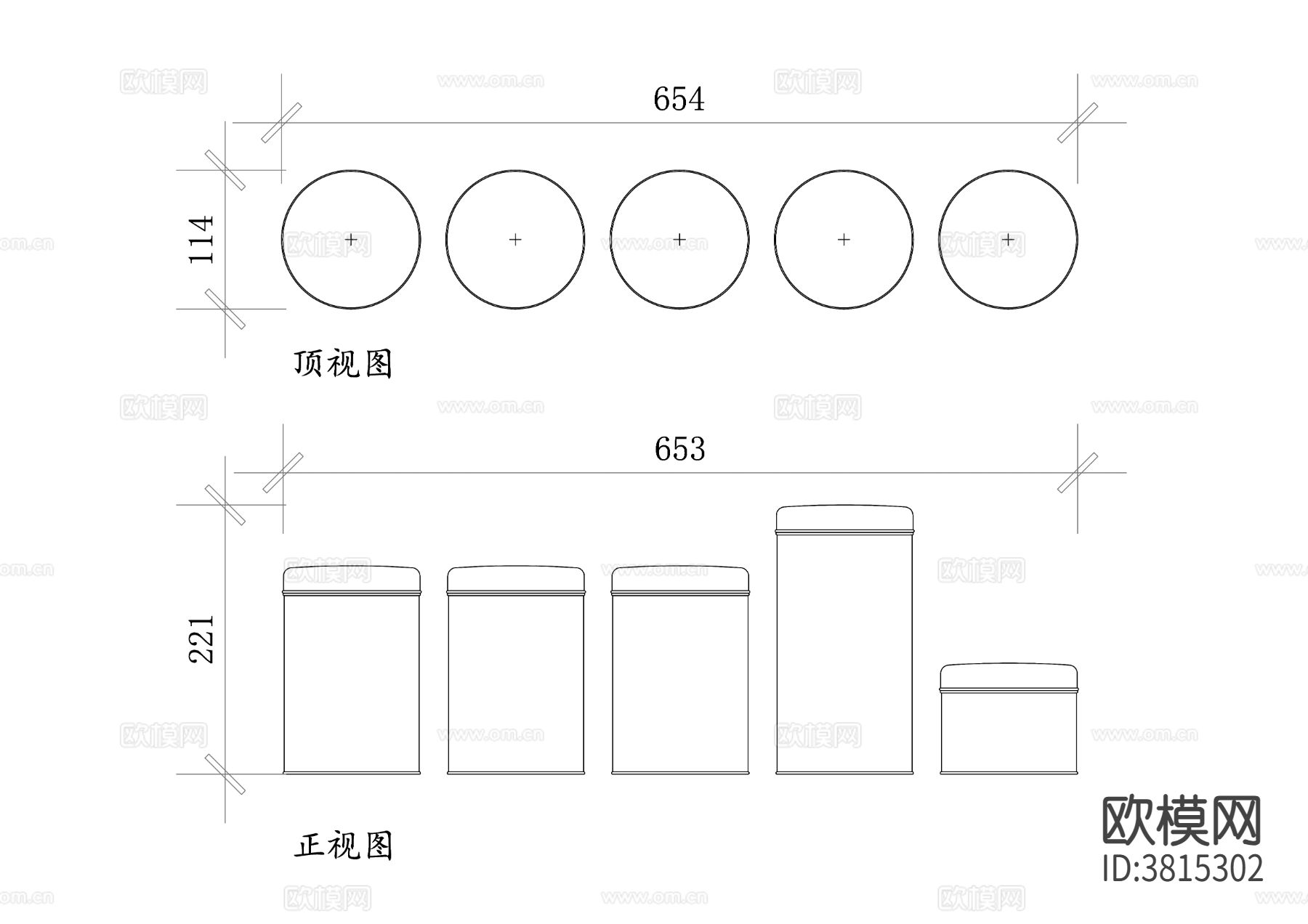 食品容器CAD平面图