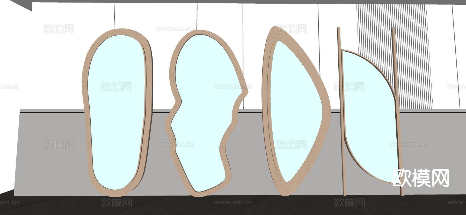 异形镜子 落地镜 全身镜su模型