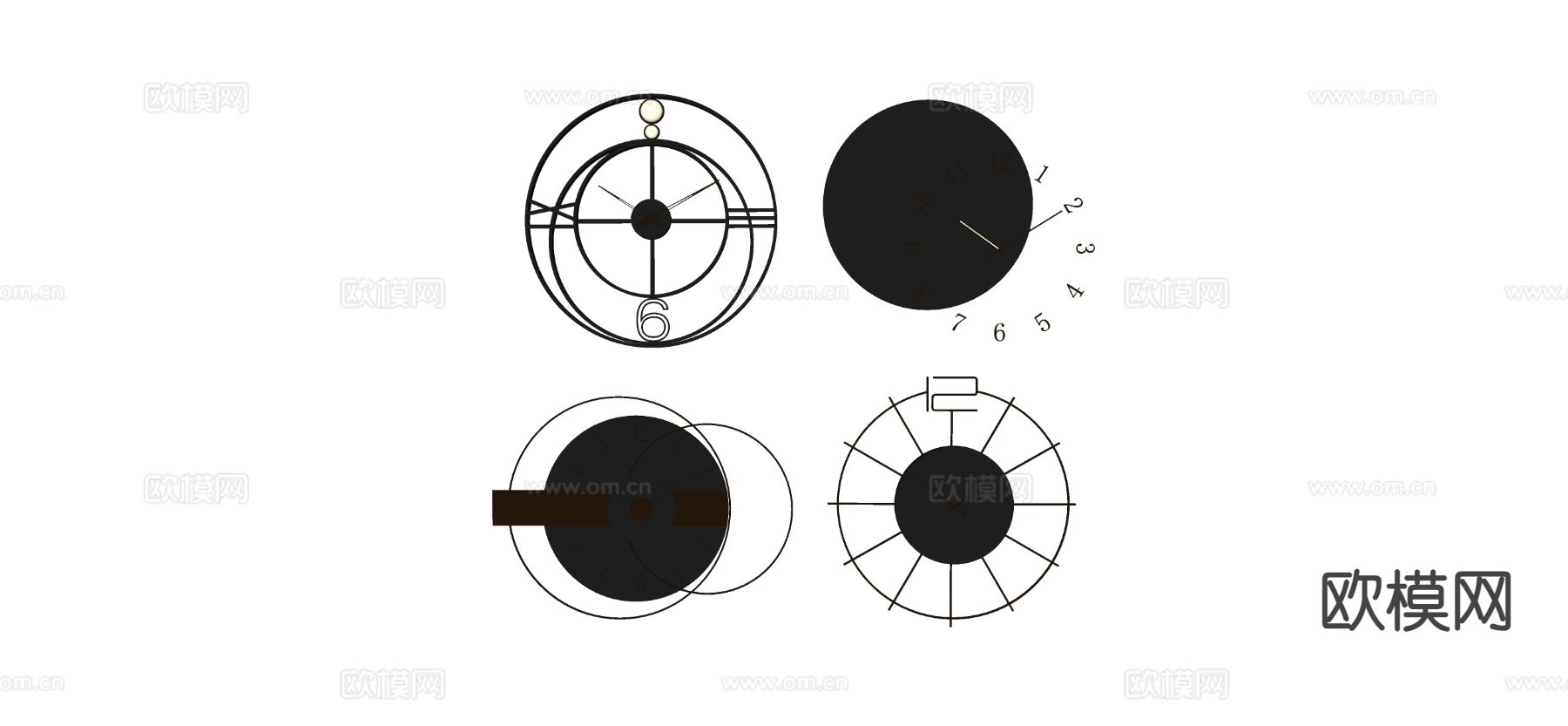 钟表 时钟 挂钟su模型