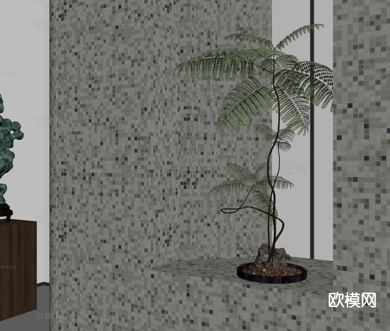 马赛克隔断 玄关屏风su模型下载（渲染图1）